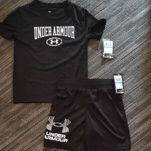 Under Armour Black Logo Tee and Shorts Combo